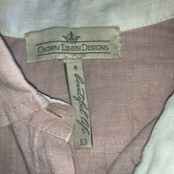 Women's Crown Linen Designs Blouse, XS, Pink - Picture 5 of 9